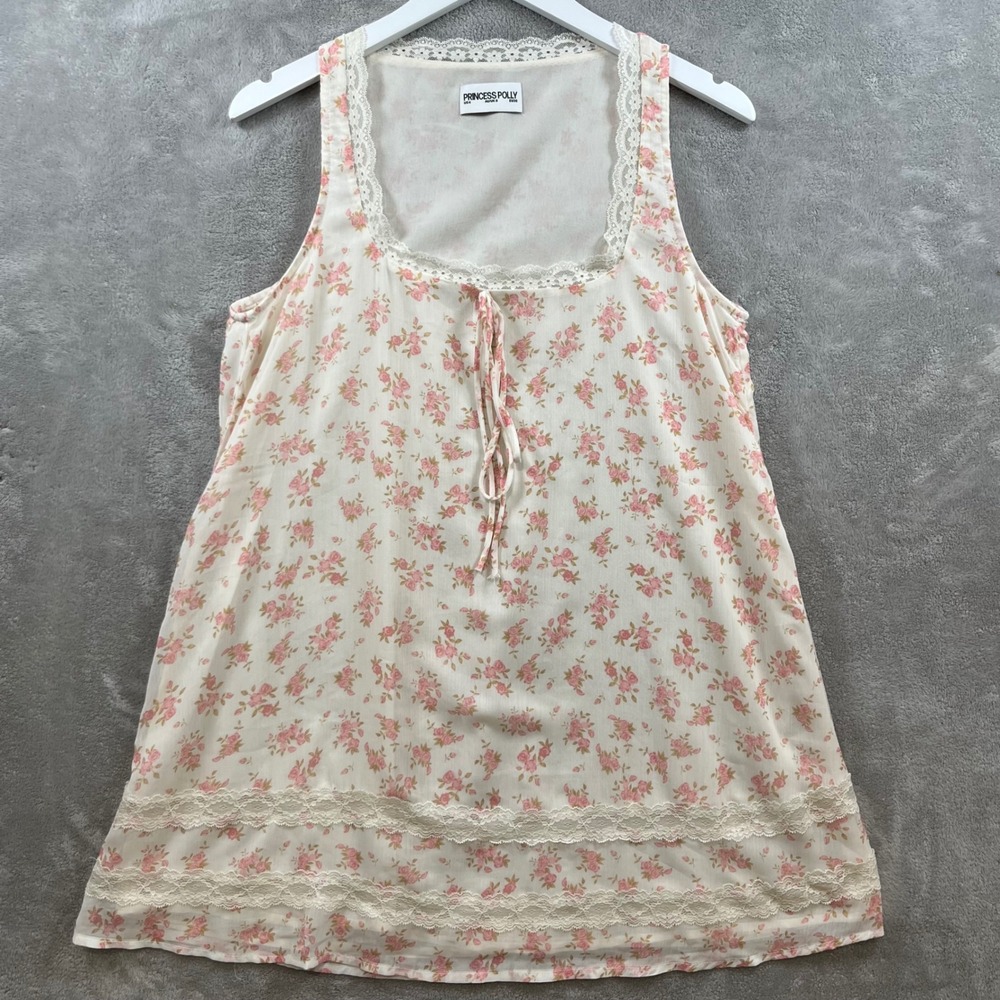 Princess‎ Polly Womens Dress Sz 4 Pink Floral Lace Trim Dainty Fairy Coquette